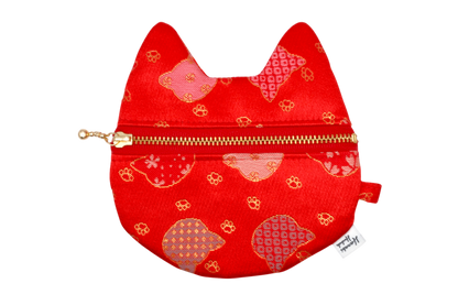Asanoha Maneki Neko Kinran Cat Coin Purse - Pointy Ears