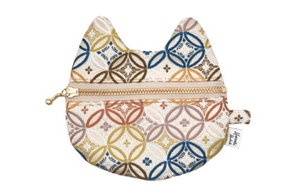 Gold Shippo Kinran Cat Coin Purse - Pointy Ears