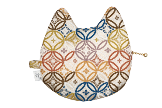 Gold Shippo Kinran Cat Coin Purse - Pointy Ears