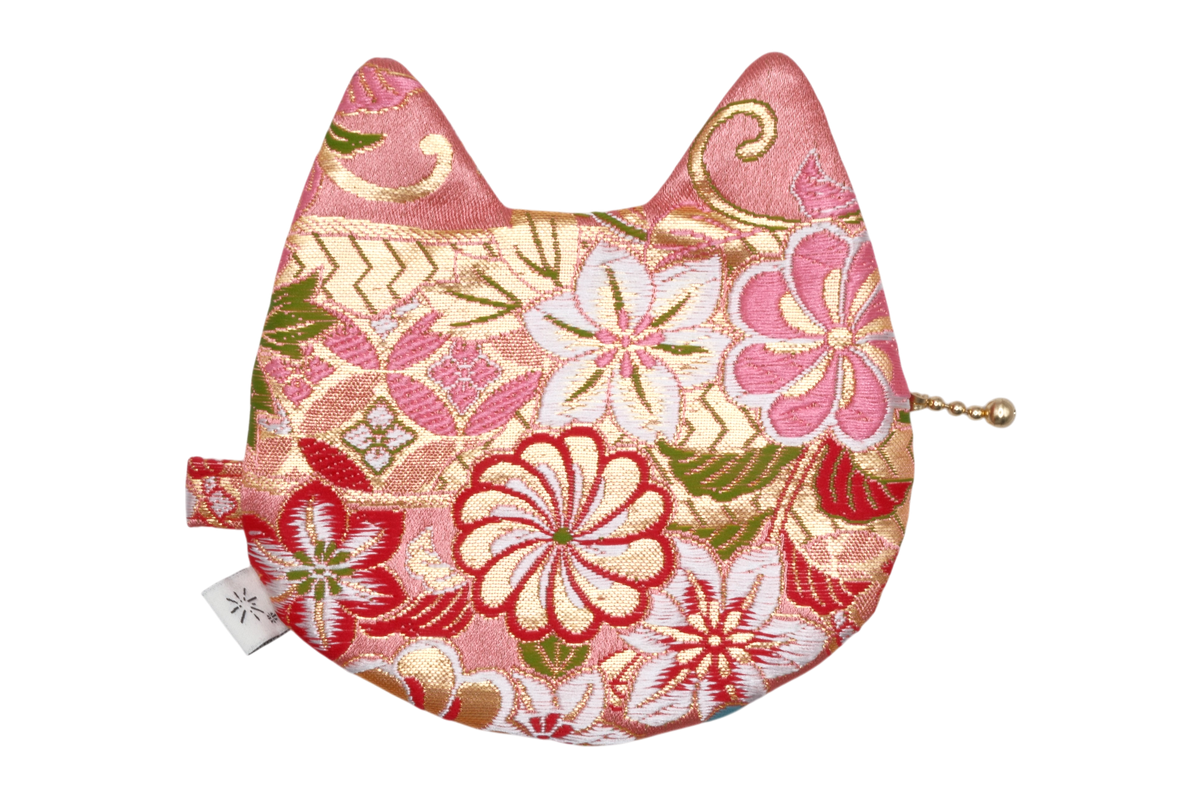 Hiogi and Blooming Blossoms Kinran Cat Coin Purse - Pointy Ears