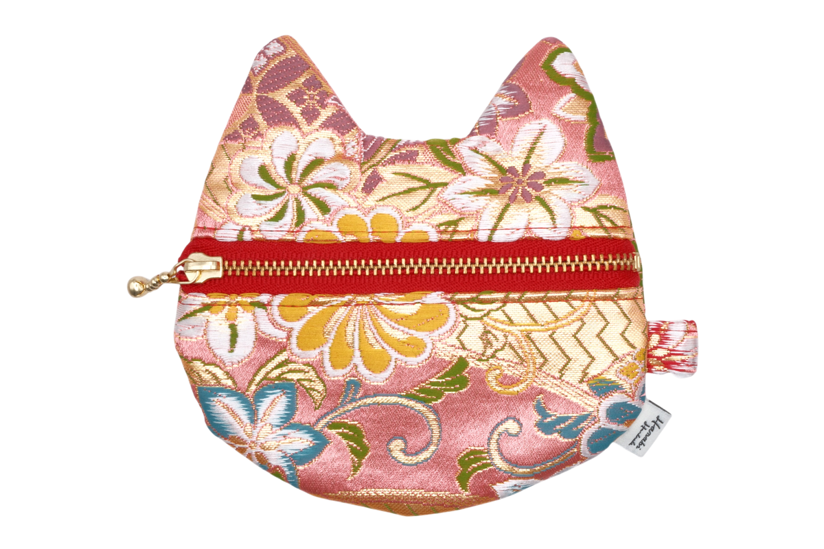 Hiogi and Blooming Blossoms Kinran Cat Coin Purse - Pointy Ears