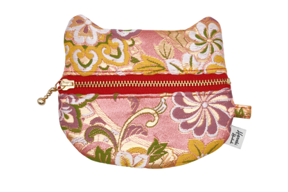 Hiogi and Blooming Blossoms Kinran Cat Coin Purse - Rounded Ears