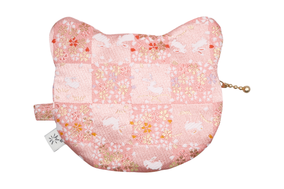 Ichimatsu Sakura & Usagi Kinran Cat Coin Purse - Rounded Ears