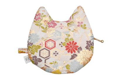 Kikko Hanabishi & Autumn Flowers Kinran Cat Coin Purse - Pointy Ears