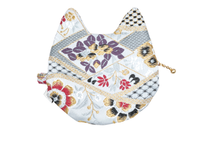 Matsukawabishi & Seasonal Flowers Kinran Cat Coin Purse - Pointy Ears
