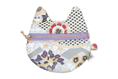 Matsukawabishi & Seasonal Flowers Kinran Cat Coin Purse - Pointy Ears