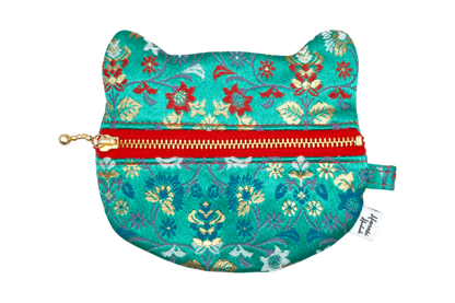 Shosoin Oshidori Karakusa Kinran Cat Coin Purse - Rounded Ears